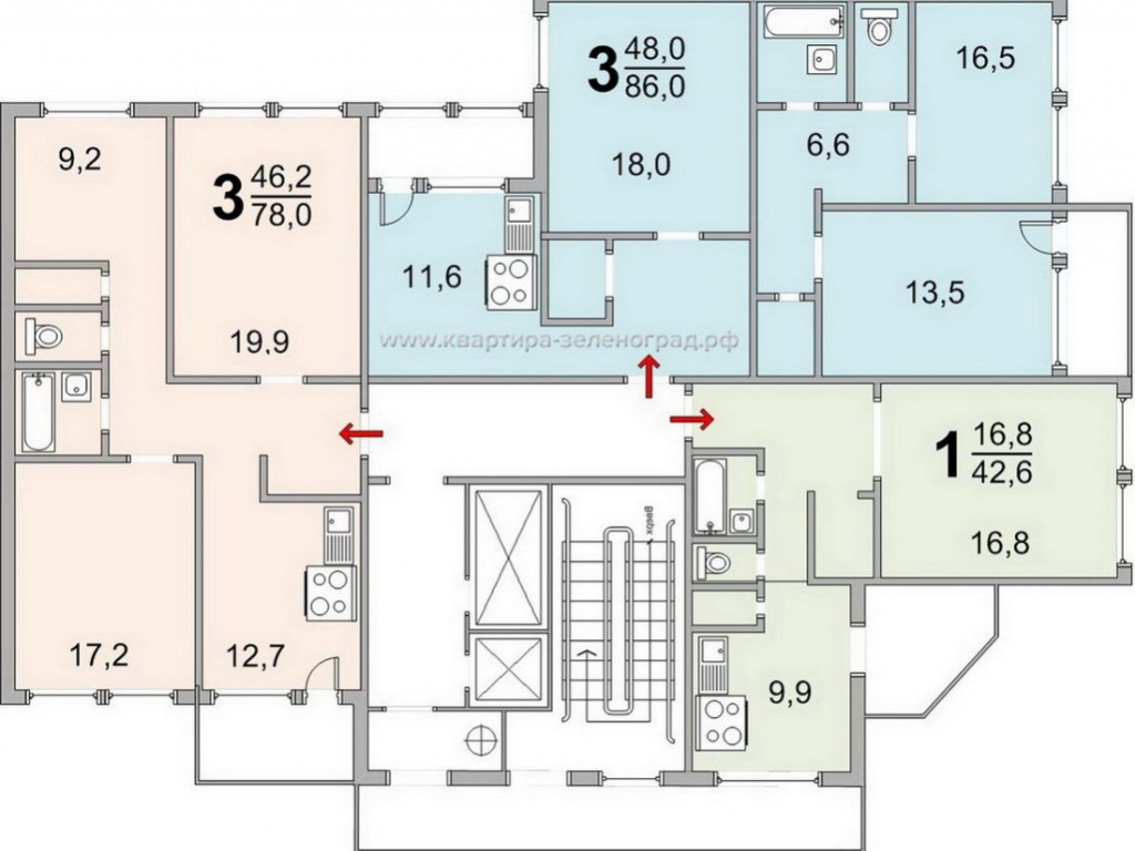Планировки квартир в Зеленограде дома серии ГМС-1 http://квартира-зеленоград.рф/